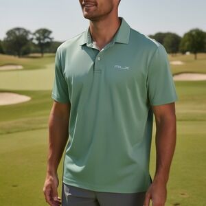 RLX Ralph Lauren Men's Green Golf Polo Shirt Size L Short Sleeve Performance